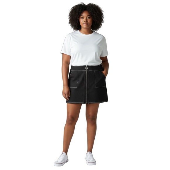 INC International Concepts Black Zip Front Mini-Skirt - Picture 1 of 8